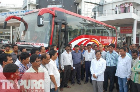 Agartala-Dhaka-Kolkata Bus service : Tripura's ONLY Volvo bus awaits inspection by the engineers from Bangalore Agartala-Dhaka-Kolkata Bus service : Tripura's ONLY Volvo bus awaits inspection by the engineers from Bangalore